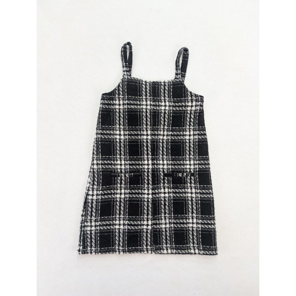 Colorful Planet Girl's Dress Size L 12 Black PLaid Woven Tweed Jumper